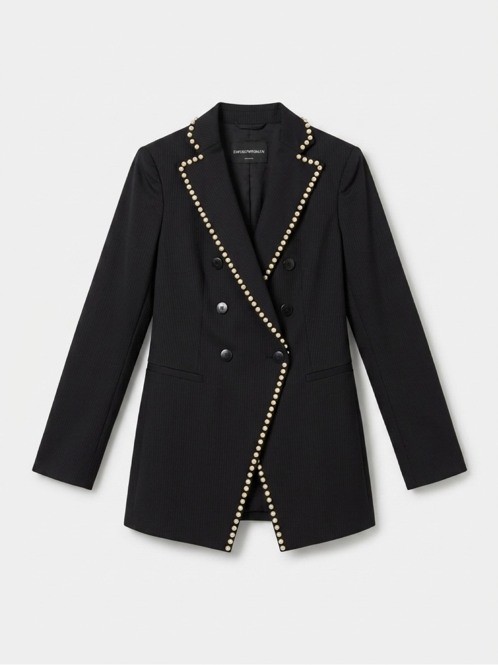 Emporio Armani Pearl Embellished Double Breasted Blazer Jacket 38/2
